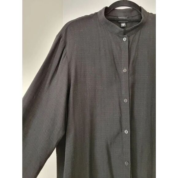 Eileen fisher black  linen blend blouse M - Picture 3 of 9